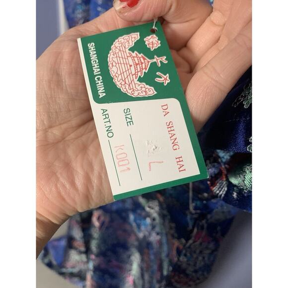 Vintage Blue Kimono Robe China Large Comfy Luxury Old Money No Belt - Picture 5 of 9